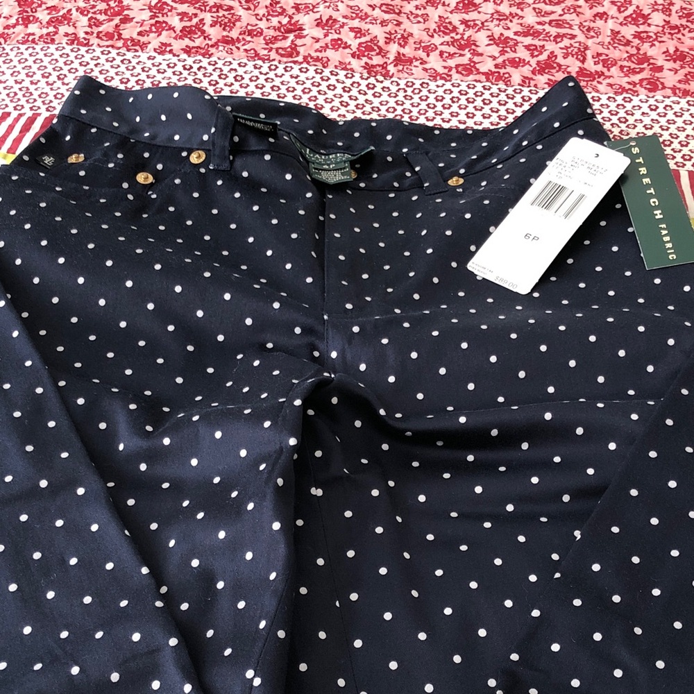 Lauren Ralph Lauren Navy Polka Dot Skinny Jeans